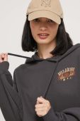 Кофта Billabong жіноча колір сірий з капюшоном з принтом
