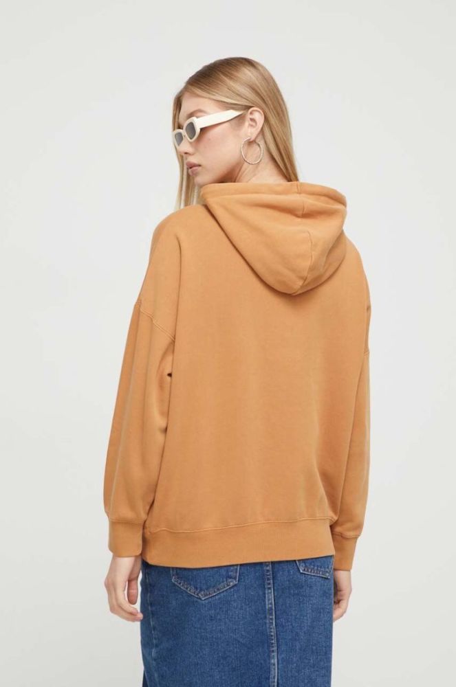 Кофта Billabong жіноча колір коричневий з капюшоном однотонна фото 3