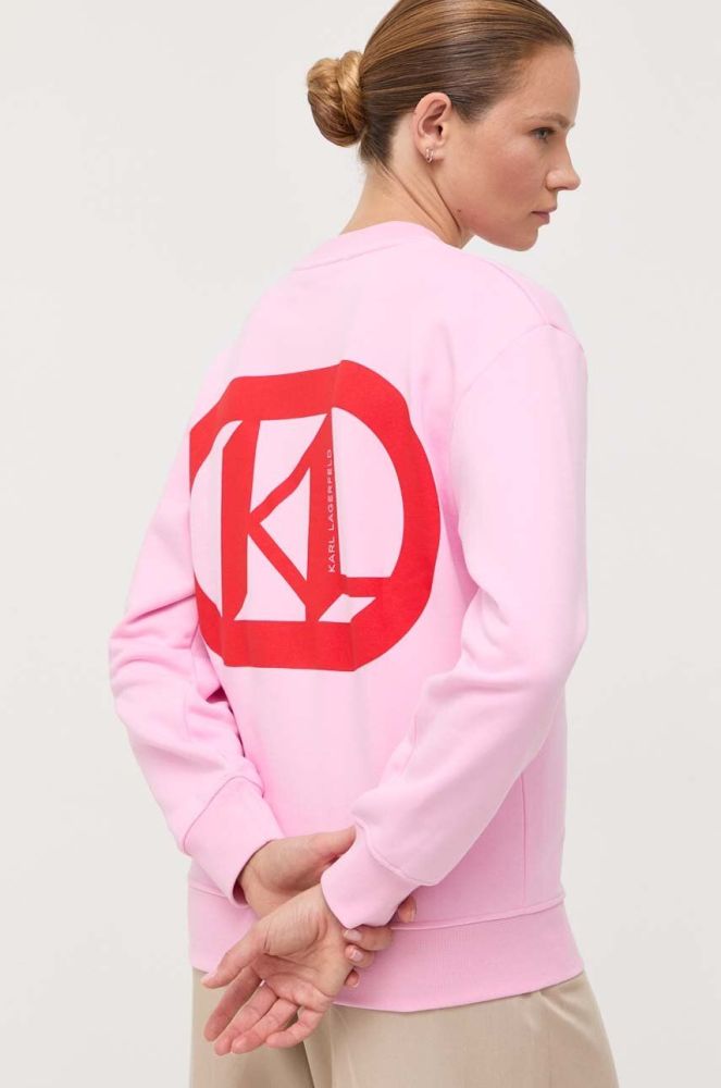 Кофта Karl Lagerfeld жіноча колір рожевий з принтом (3362315)