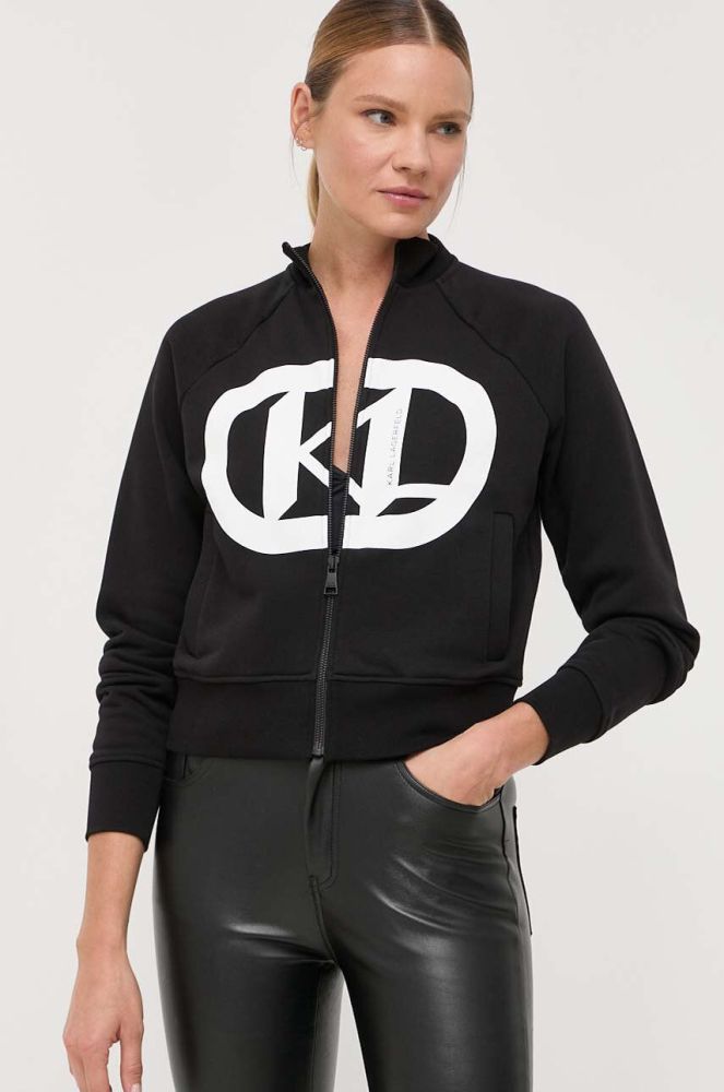Кофта Karl Lagerfeld жіноча колір чорний з принтом (3359749)