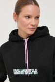 Кофта Karl Lagerfeld жіноча колір чорний з капюшоном з принтом (3353878)