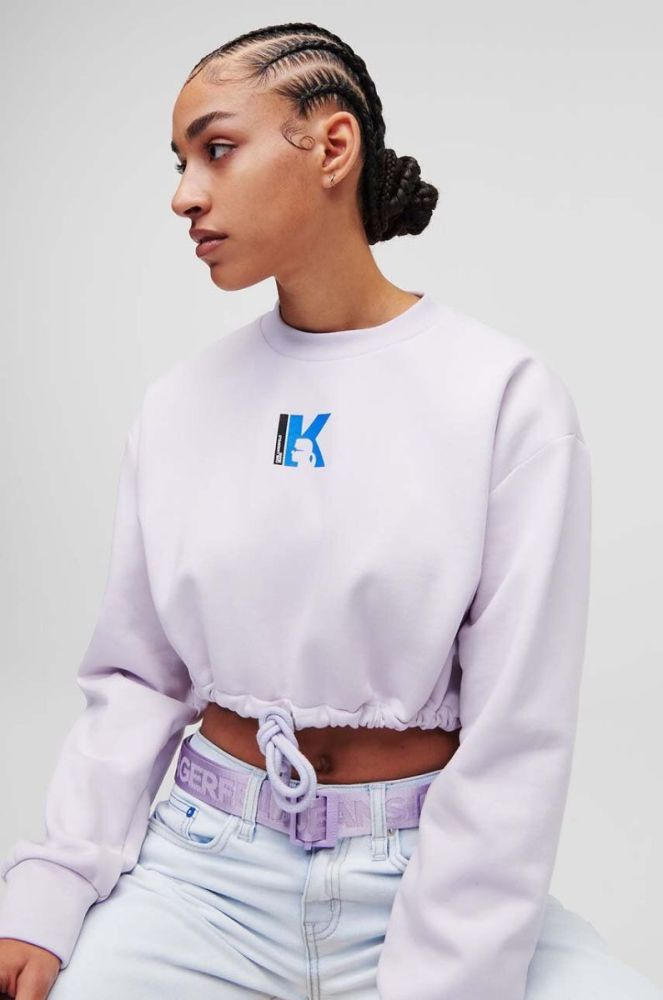 Кофта Karl Lagerfeld Jeans жіноча колір фіолетовий з принтом фото 5