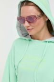 Бавовняна кофта Patrizia Pepe жіноча колір зелений з капюшоном з принтом (3390151)