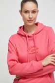 Кофта Columbia жіноча колір рожевий з капюшоном з принтом