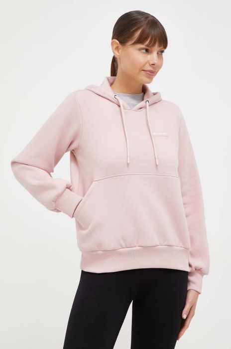Кофта Columbia жіноча колір рожевий з капюшоном однотонна
