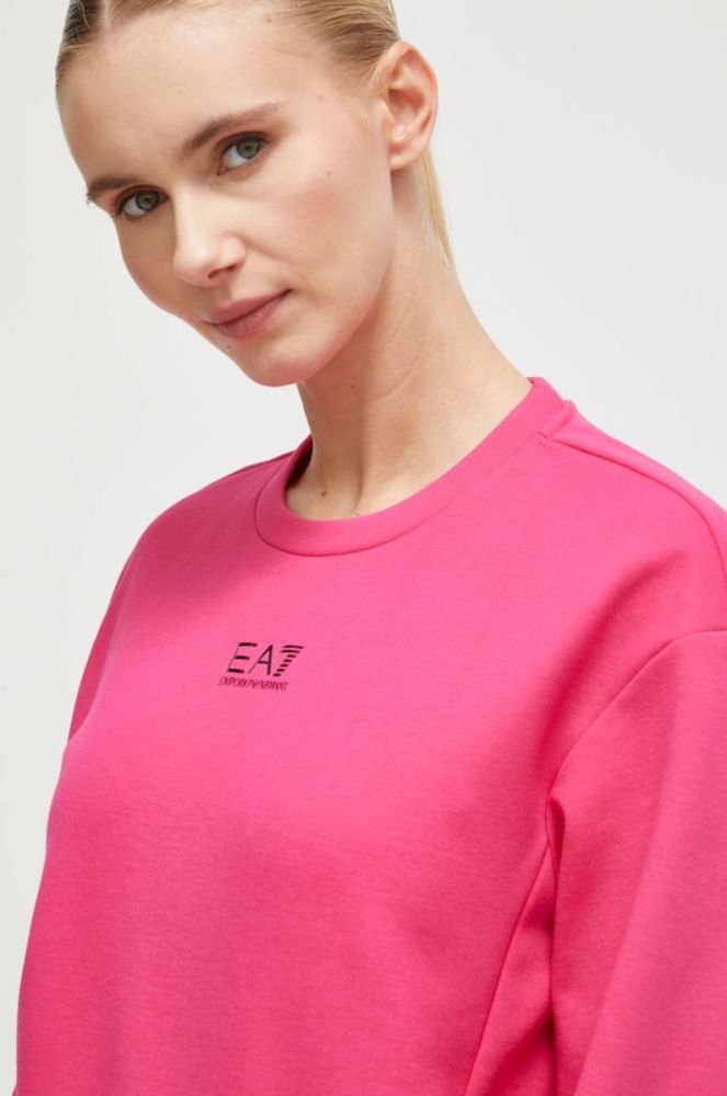 Кофта EA7 Emporio Armani жіноча колір рожевий однотонна фото 4