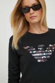 Бавовняна кофта Emporio Armani жіноча колір чорний з принтом