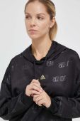 Кофта adidas жіноча колір чорний з капюшоном візерунок (3682255)