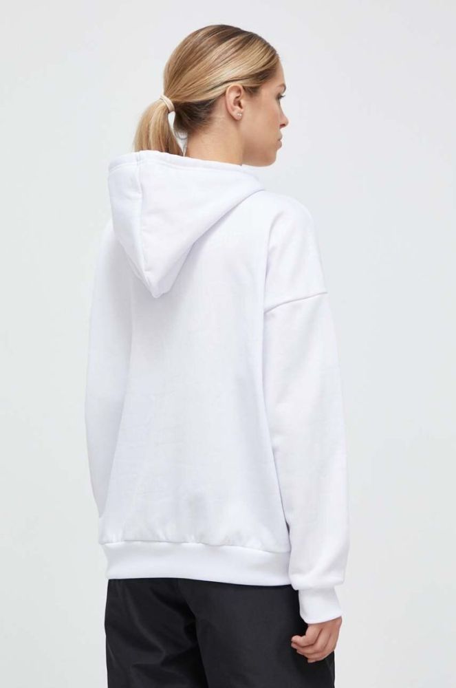 Кофта adidas жіноча колір білий з капюшоном візерунок фото 3
