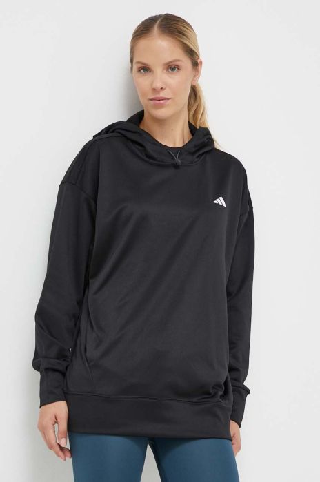 Тренувальна кофта adidas Performance колір чорний з капюшоном однотонна (3605270)