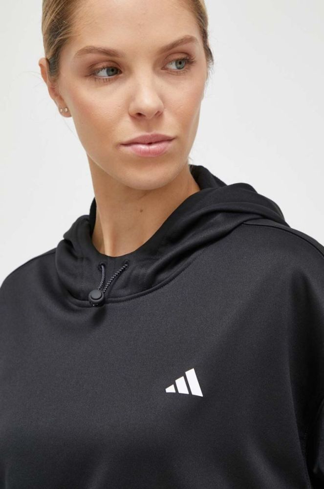 Тренувальна кофта adidas Performance колір чорний з капюшоном однотонна (3605270) фото 3