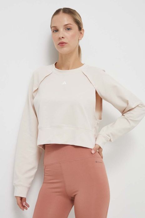 Тренувальна кофта adidas Performance Power колір бежевий однотонна