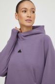 Кофта adidas Z.N.E жіноча колір фіолетовий з капюшоном однотонна (3652473)