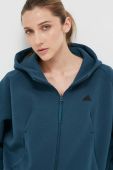 Кофта adidas Z.N.E жіноча з капюшоном однотонна колір блакитний
