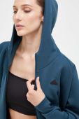 Кофта adidas Z.N.E жіноча з капюшоном однотонна колір блакитний