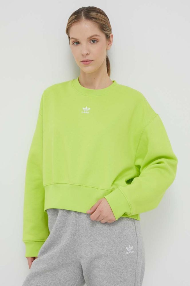 Кофта adidas Originals жіноча колір зелений однотонна