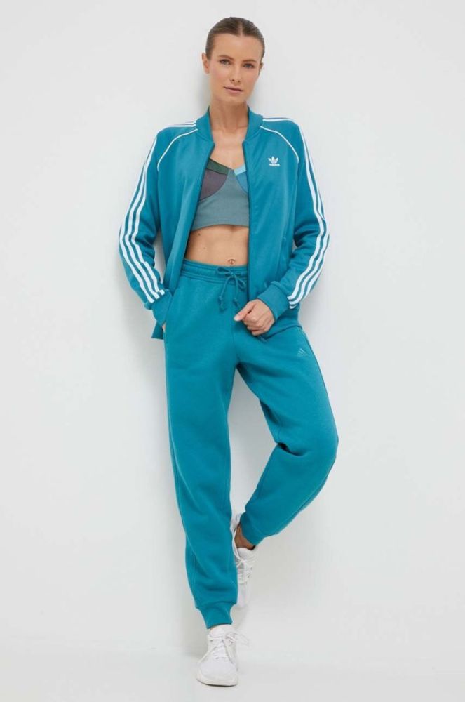 Кофта adidas Originals жіноча колір бірюзовий з аплікацією (3492263) фото 2