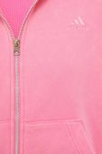 Кофта adidas жіноча колір рожевий з капюшоном однотонна (3506439)