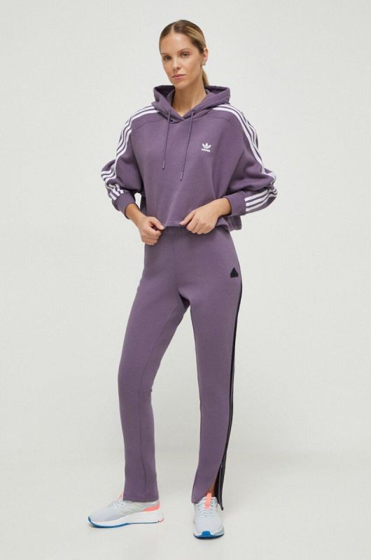 Кофта adidas Originals жіноча колір фіолетовий з капюшоном візерунок фото 2