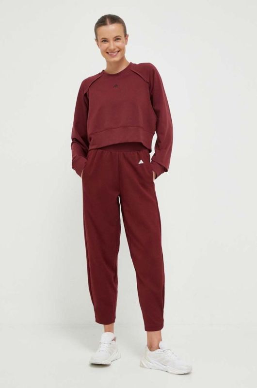 Тренувальна кофта adidas Performance Power колір бордовий однотонна фото 2