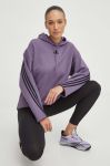 Кофта adidas жіноча колір фіолетовий з капюшоном з аплікацією (3650326)