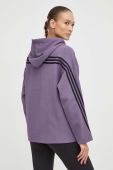 Кофта adidas жіноча колір фіолетовий з капюшоном з аплікацією (3650326)