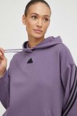 Кофта adidas жіноча колір фіолетовий з капюшоном з аплікацією (3650326)
