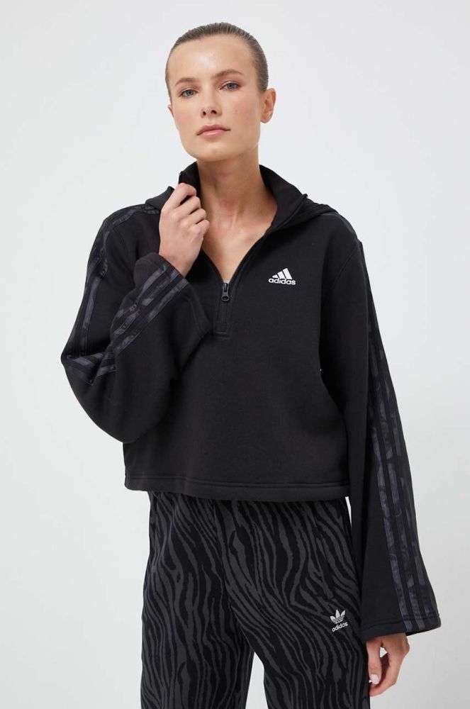 Кофта adidas жіноча колір чорний з капюшоном однотонна (3351511)