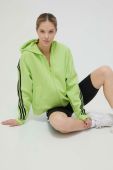 Кофта adidas жіноча колір зелений з капюшоном з аплікацією (3309806)