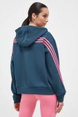 Кофта adidas жіноча з капюшоном з аплікацією колір блакитний
