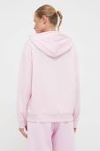 Бавовняна кофта adidas жіноча колір рожевий з капюшоном з принтом (3481039)