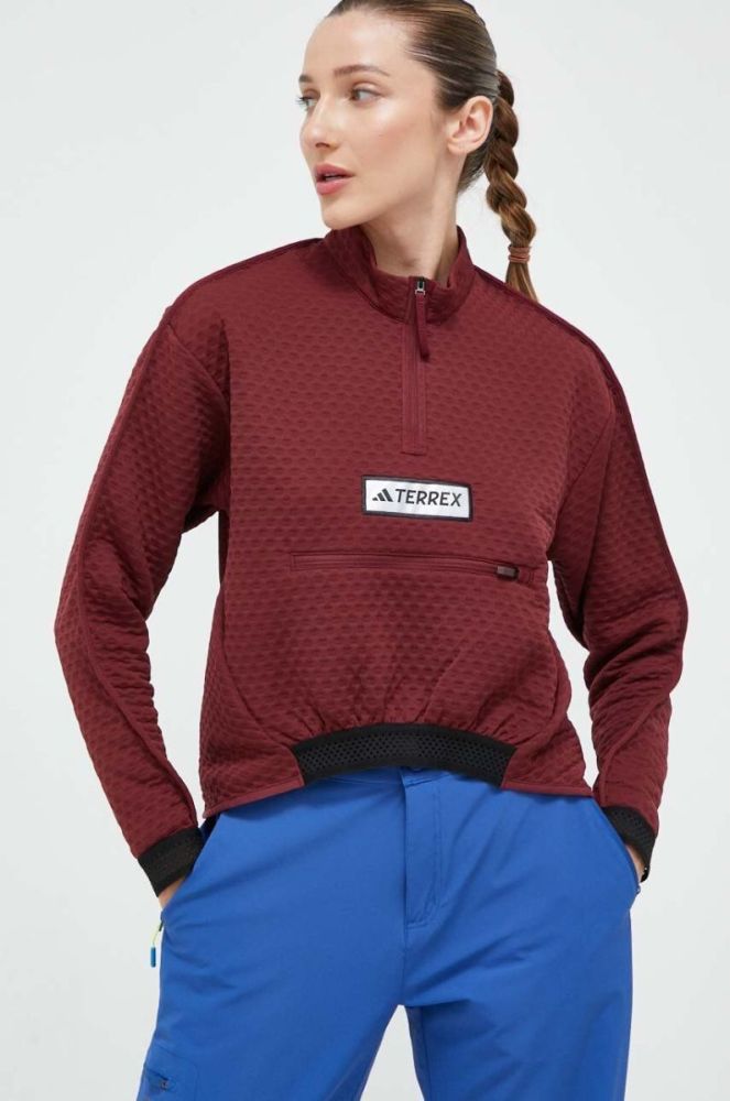 Спортивна кофта adidas TERREX Utilitas колір бордовий однотонна фото 4