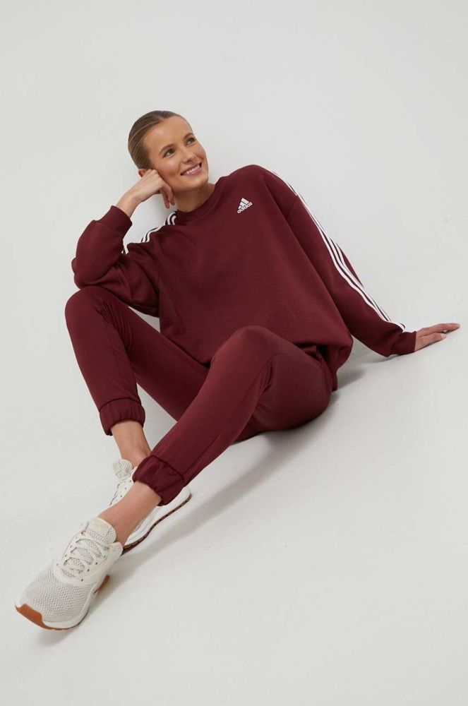 Кофта adidas жіноча колір бордовий з аплікацією