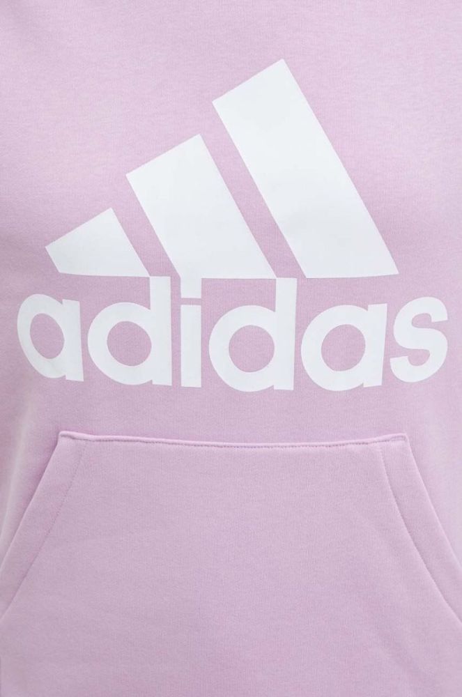 Кофта adidas жіноча колір рожевий з капюшоном з принтом (3613370) фото 5