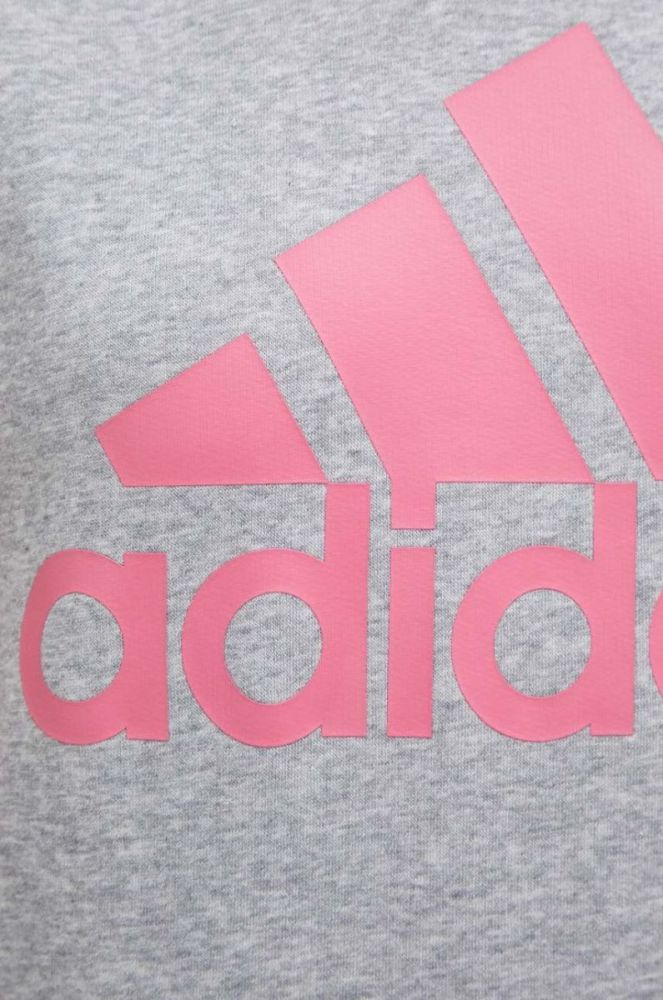 Кофта adidas жіноча колір сірий з капюшоном візерунок фото 5