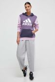 Кофта adidas жіноча колір фіолетовий з капюшоном візерунок (3605279)