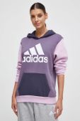 Кофта adidas жіноча колір фіолетовий з капюшоном візерунок (3605279)