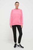Кофта adidas жіноча колір рожевий з капюшоном однотонна (3506451)