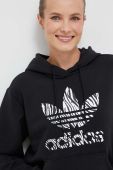 Кофта adidas Originals жіноча колір чорний з капюшоном з принтом (3351280)