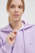 Кофта adidas by Stella McCartney колір фіолетовий з капюшоном однотонна