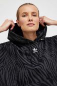 Кофта adidas Originals жіноча колір чорний з капюшоном візерунок