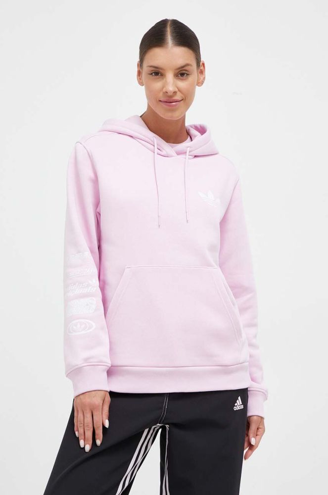 Кофта adidas Originals жіноча колір рожевий з капюшоном однотонна (3503615)