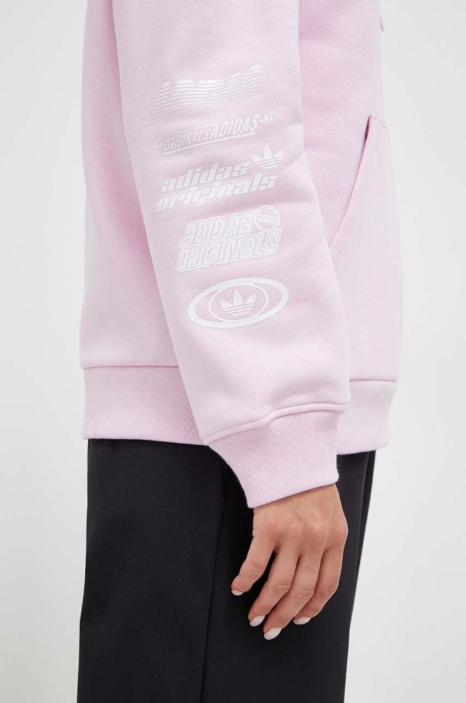Кофта adidas Originals жіноча колір рожевий з капюшоном однотонна (3503615) фото 4