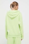 Бавовняна кофта adidas жіноча колір зелений з капюшоном з аплікацією (3481047)