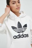 Кофта adidas Originals жіноча колір білий з капюшоном з принтом