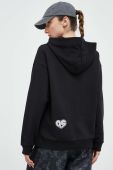 Бавовняна кофта adidas жіноча колір чорний з капюшоном з аплікацією (3385682)