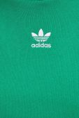Бавовняна кофта adidas Originals жіноча колір зелений з капюшоном однотонна