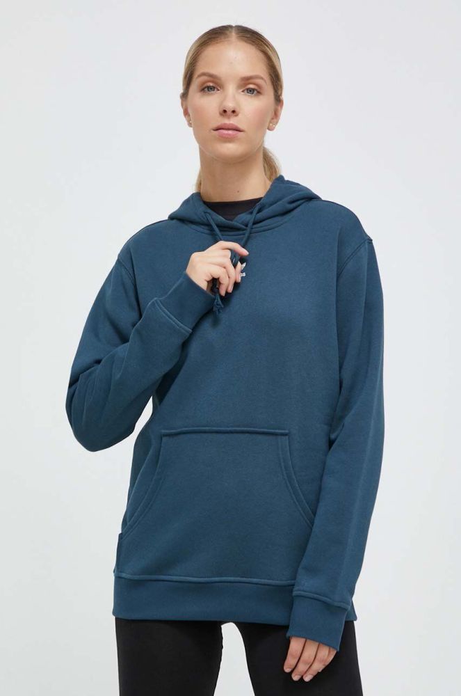 Кофта adidas Originals жіноча колір бірюзовий з капюшоном з аплікацією
