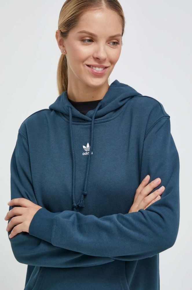 Кофта adidas Originals жіноча колір бірюзовий з капюшоном з аплікацією фото 4