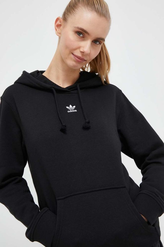 Кофта adidas Originals жіноча колір чорний з капюшоном однотонна (3332630)